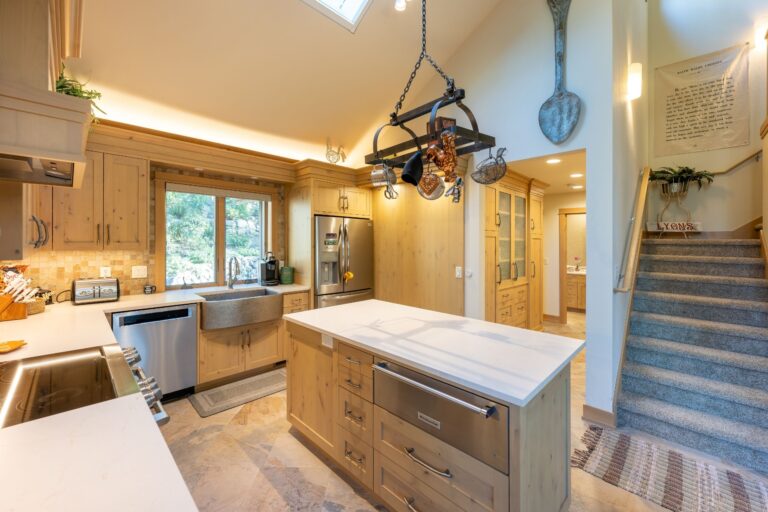 A chef-inspired kitchen blending rustic elegance with modern convenience.